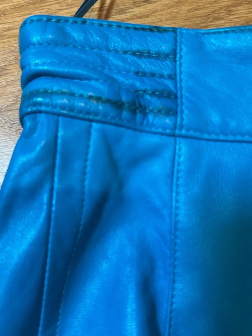 Vintage ESCADA Blue Leather Skirt